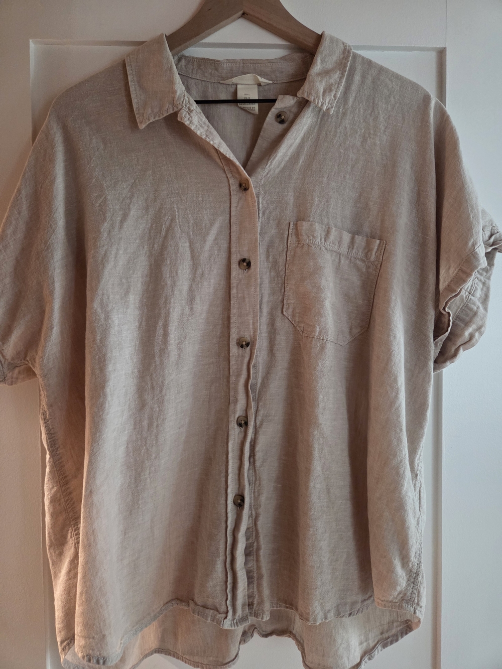 H&M L.O.G.G Linen Blend Short-Sleeve Shirt